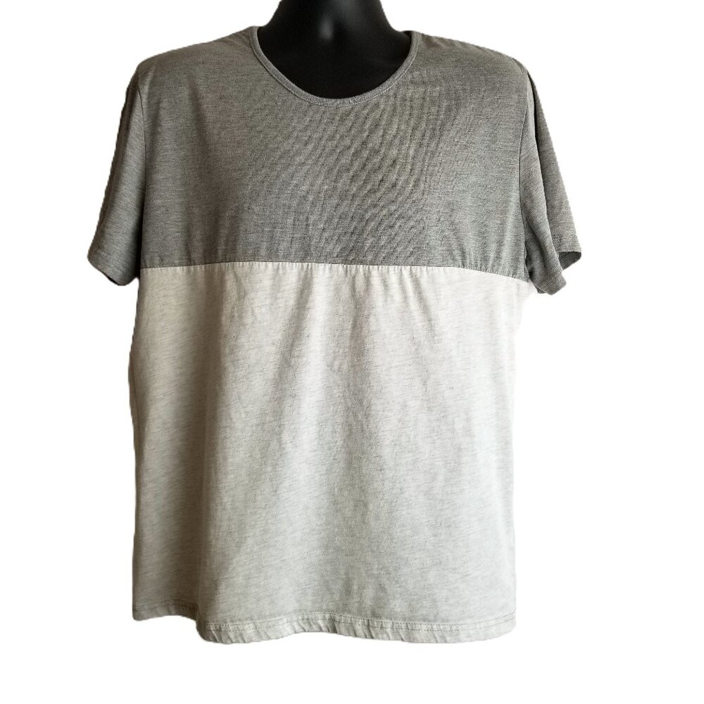 ZIP Casualization Men's XL Gray Colorblock Cotton Crew Neck Short Sleeve T-Shirt